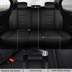 w/Pillows 5 Seats Cover For Car Faux Leather Waterproof Full Surrounded Front Rear Seat Cushion Protector Universal fit