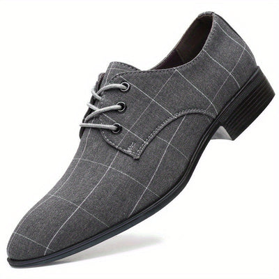 SHOWLU FASHION Mens Plaid Derby Shoes – Breathable Low Top Lace Up