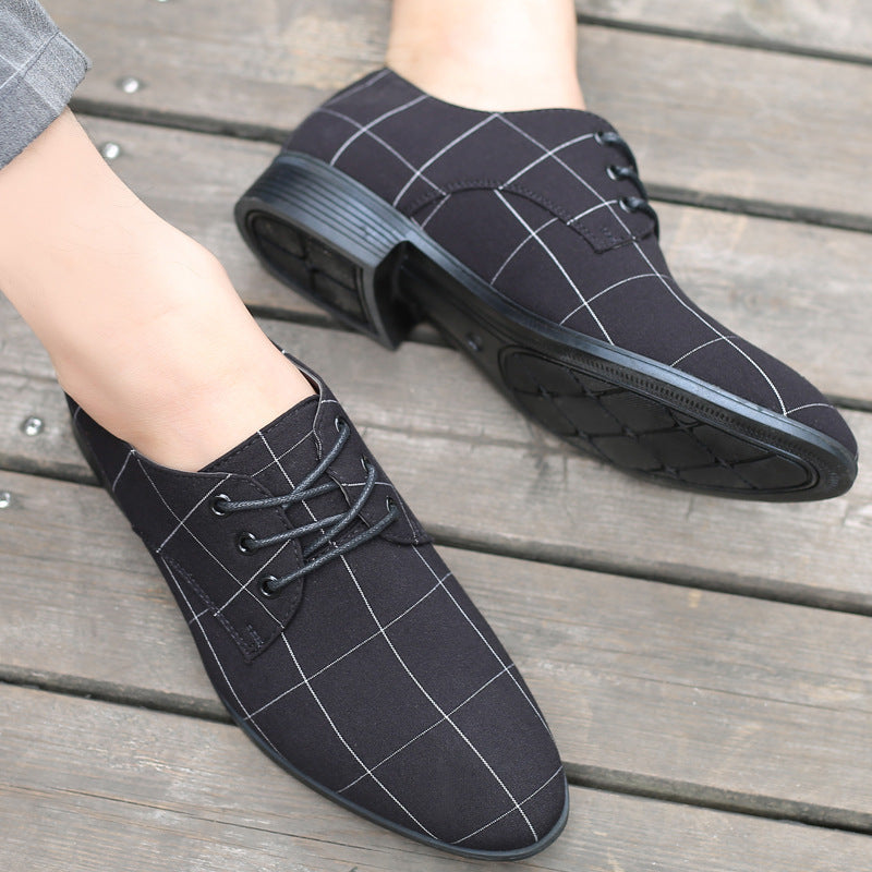 Mens plaid derby shoes by SHOWLU FASHION, breathable low top lace-up shoes with a stylish plaid pattern and comfortable design.