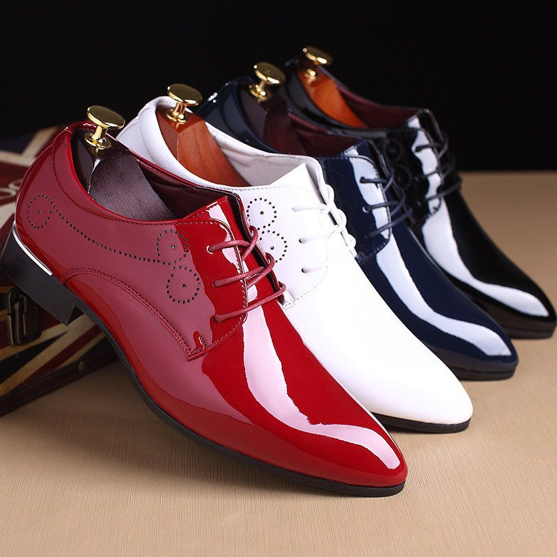 Black men's leather slip-on dress shoes by Smart General, stylish business casual driving shoes for men.