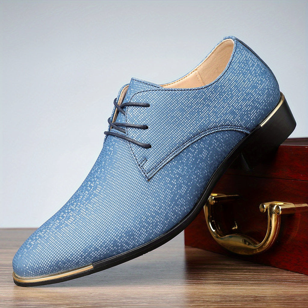 Green glittery Oxford shoes for men with casual lace-up design and rubber sole, stylish footwear from SHOWLU FASHION STORE.