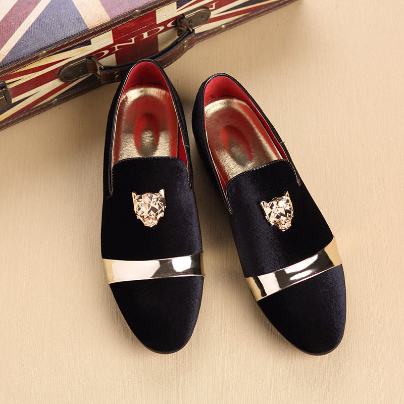 SHOWLU FASHION men's suede loafers featuring tiger head design, ideal for business casual and stylish everyday wear.