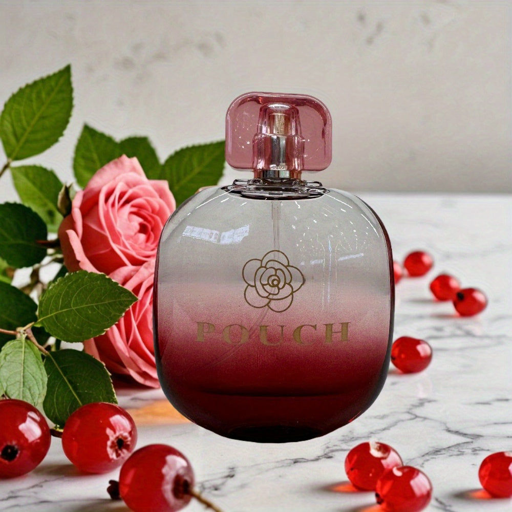 Showlu Fashion Blush Rose Eau de Parfum for Women in 3.4oz pouch, featuring a pink floral bottle with elegant design.
