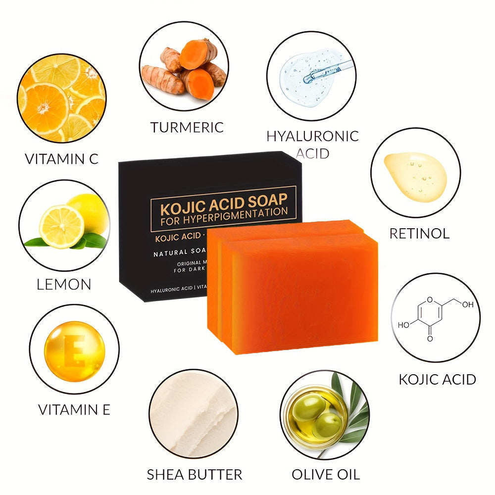 Four handmade Kojic Acid soap bars from SHOWLU FASHION STORE, featuring white and light-colored cleansing bars in a pack