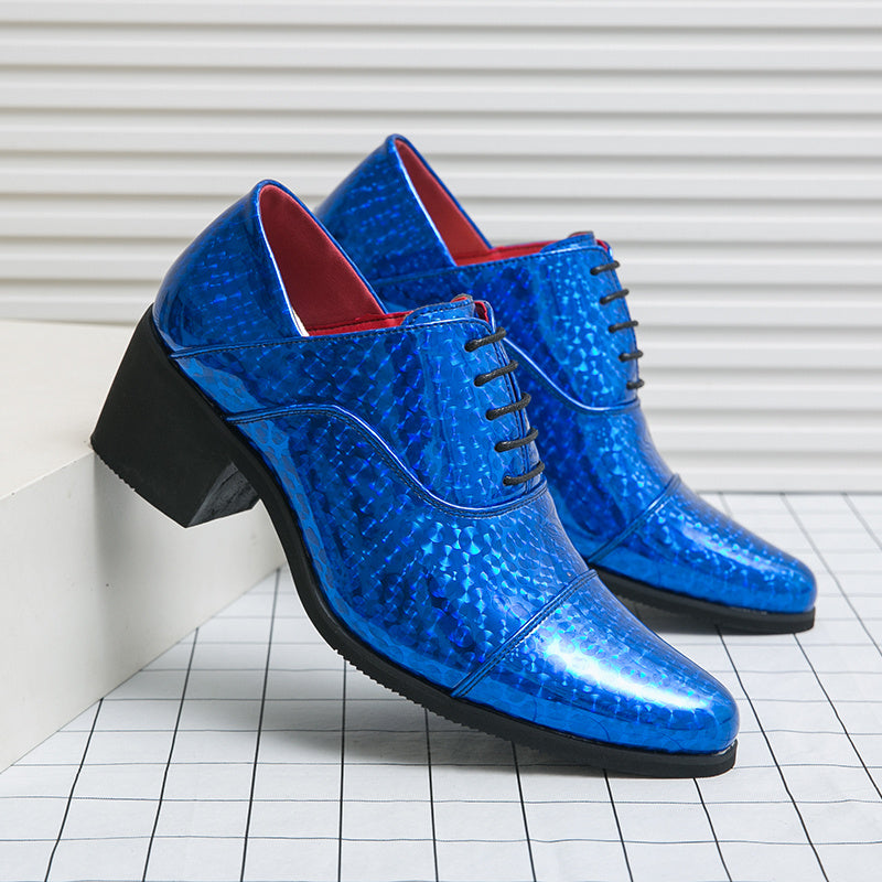 SHOWLU Men's faux leather loafers in classic British style, formal shoes with sleek design and polished finish.