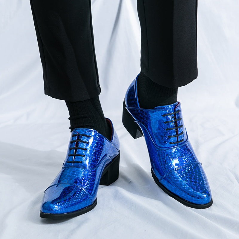 SHOWLU Men's faux leather loafers in classic British style, formal shoes with sleek design and polished finish.