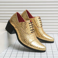 Showlu Men's faux leather loafers with classic British style, formal shoes featuring sleek design and polished finish.