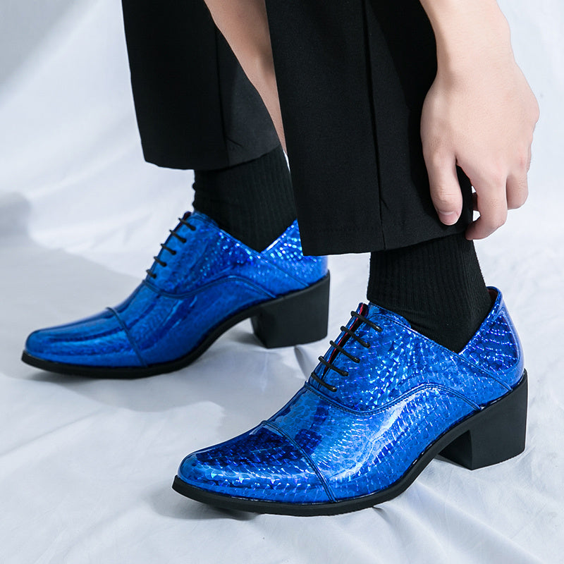 SHOWLU Men's faux leather loafers in classic British style, formal shoes with sleek design and polished finish.