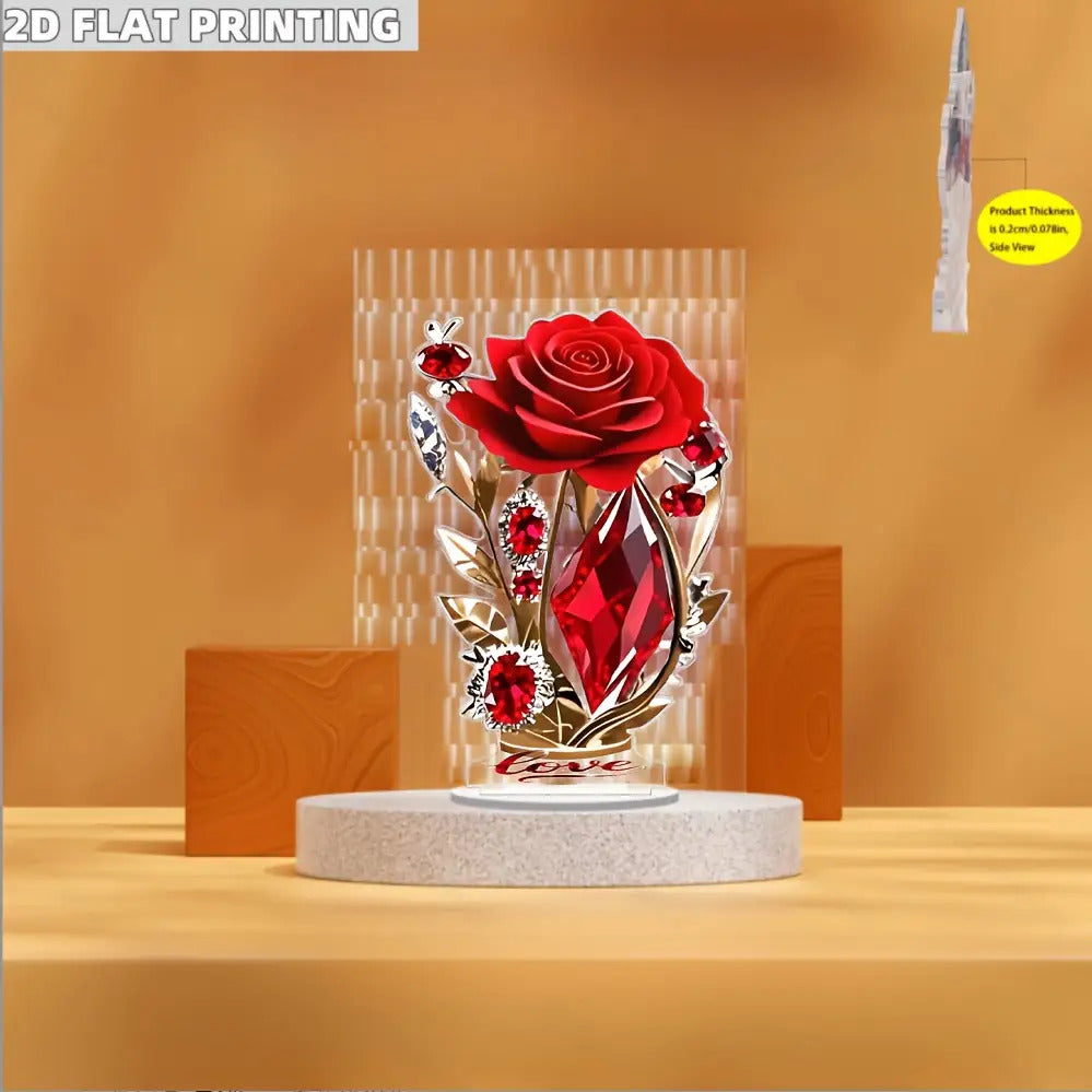 Wine red rose acrylic 2D flat floral decoration for tables, designed by Showlu Fashion, perfect for elegant floral displays