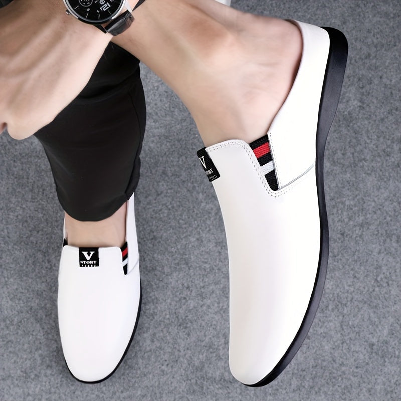 Men's SHOWLU split leather mules, breathable slip-on summer shoes with a sleek design and comfortable fit.