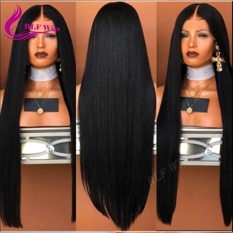 Showlu Fashion 180% straight HD lace front wig made from 100% virgin Brazilian human hair with pre-plucked, transparent lace.