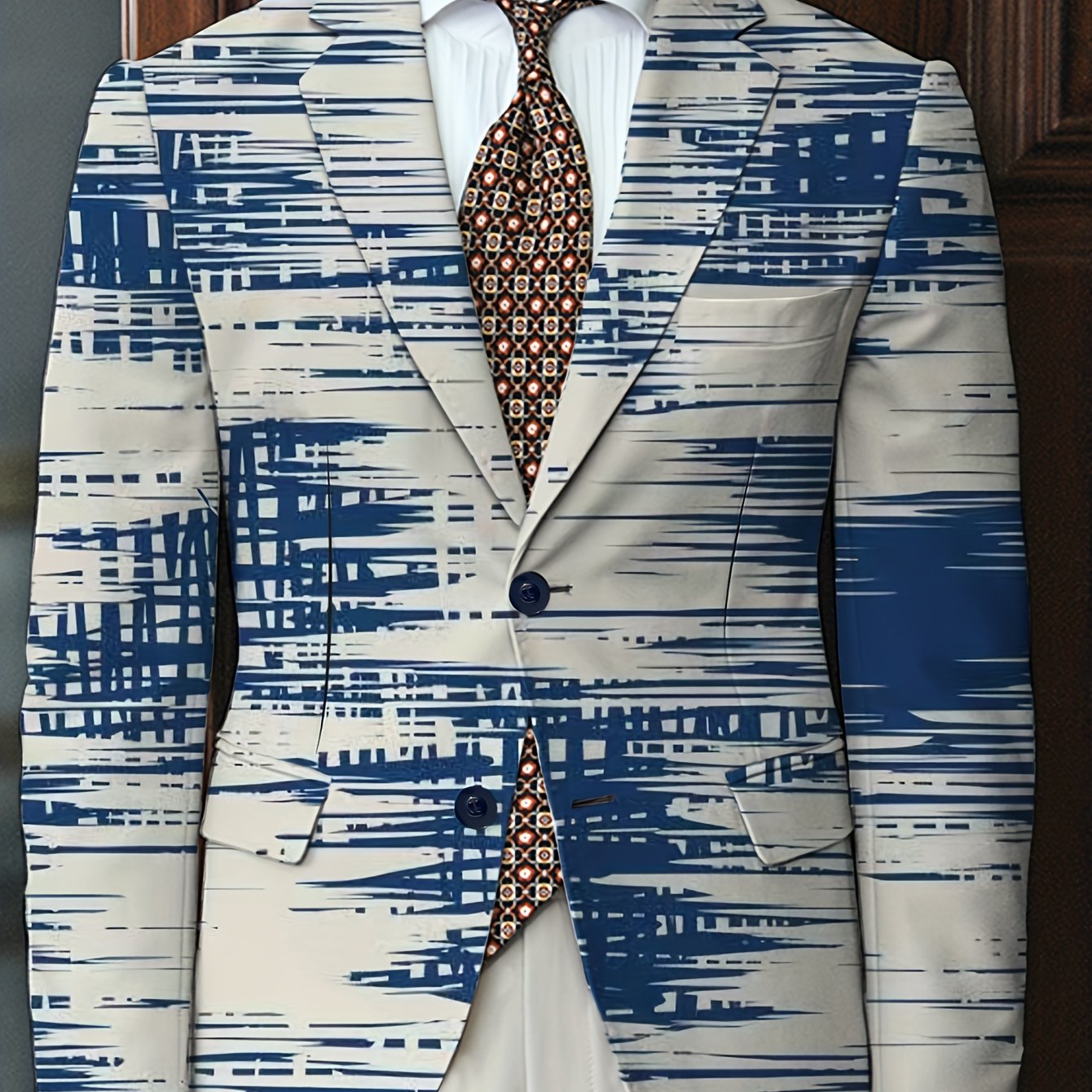 Men's regular fit party blazer by SHOWLU FASHION STORE featuring bold animal print, notch lapel, stylish for formal or festive occasions
