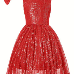 Mebius Girls Sequin Dress Sleeveless Sparkling Special Occasion Kids Party Sequence Sparkling Dress Birthday 8-14 Years Old