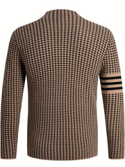 Men'S Chic Urban Knit Cardigan - Slim Fit, Long Sleeve, High-Stretch Fabric with Contrast Trim for Fall/Winter, Business Casual Outerwear