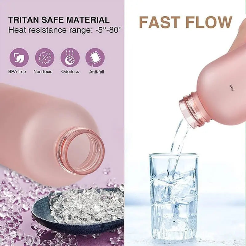 Showlu 1L motivational water bottle with time markers, leakproof frosted plastic, BPA-free, ideal for fitness and outdoor activities.