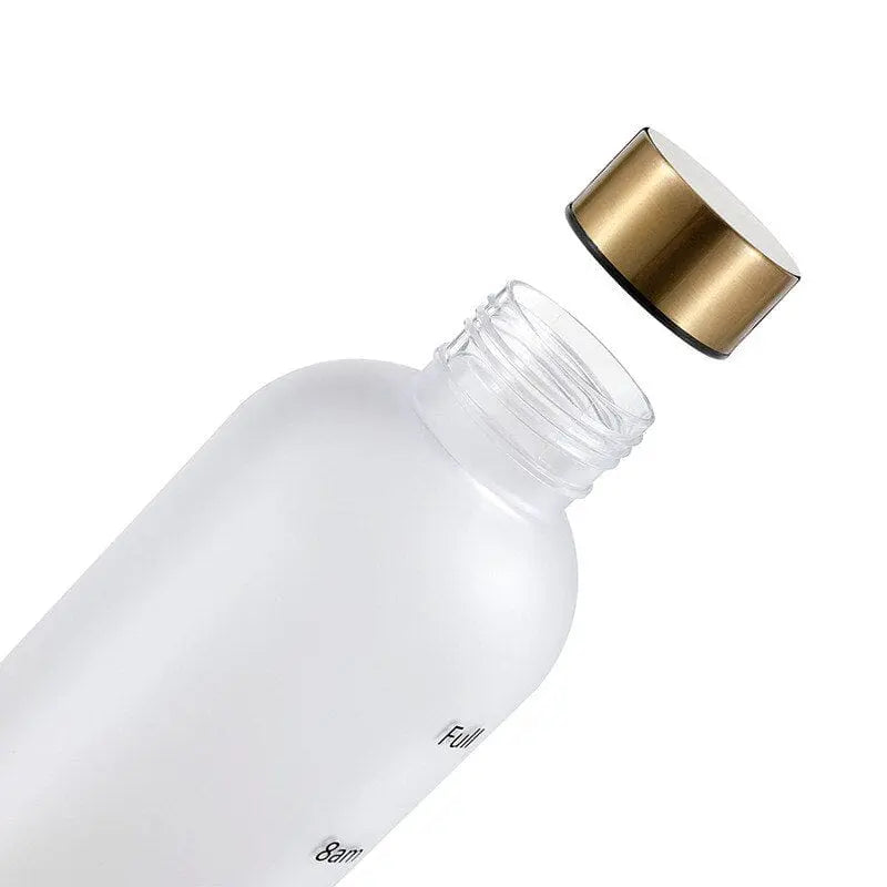 Showlu 1L motivational water bottle with time markers, leakproof frosted plastic, 32oz reusable sports and travel bottle.