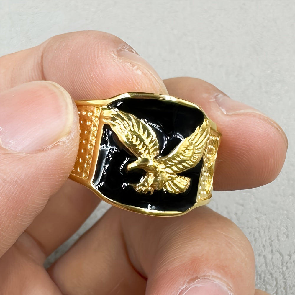 1pc Street Style Hip Hop Punk Single Ring - Stainless Steel Eagle Ring, Christmas, New Year, Valentine's Day Gift Jewellery for Men - Unisex Engagement Party Cool Vintage Ring Accessories SHOWLU FASHION STORE