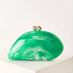 Elegant Marbled Acrylic Clutch with Magnetic Closure and Detachable Long Chain Strap, Stylish Evening Bag in Multiple Colors
