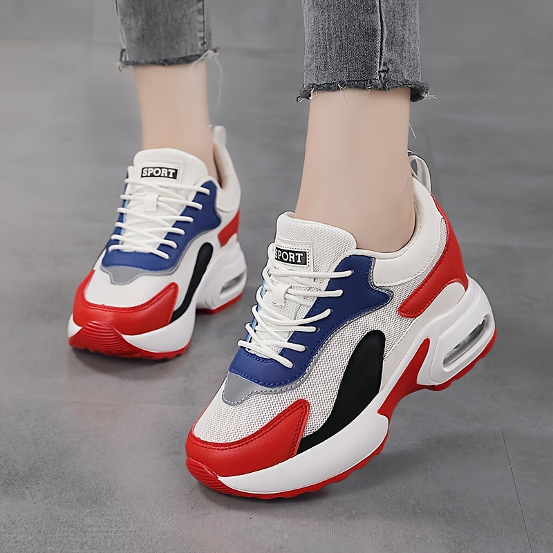SHOWLU Women's Geometric Mesh Low-Top Sneakers with breathable PU sole, stylish casual footwear for women.