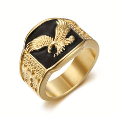 1pc Street Style Hip Hop Punk Single Ring - Stainless Steel Eagle Ring, Christmas, New Year, Valentine's Day Gift Jewellery for Men - Unisex Engagement Party Cool Vintage Ring Accessories SHOWLU FASHION STORE