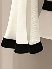 Elegant Round Neck Blouse with Flared Sleeves and Waist-Cinching Detail - White, Long Sleeve, Sleeveless Top for Women, Versatile Clothing | Minimalist Style | Elegant Sleeve Design