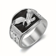 1pc Street Style Hip Hop Punk Single Ring - Stainless Steel Eagle Ring, Christmas, New Year, Valentine's Day Gift Jewellery for Men - Unisex Engagement Party Cool Vintage Ring Accessories SHOWLU FASHION STORE