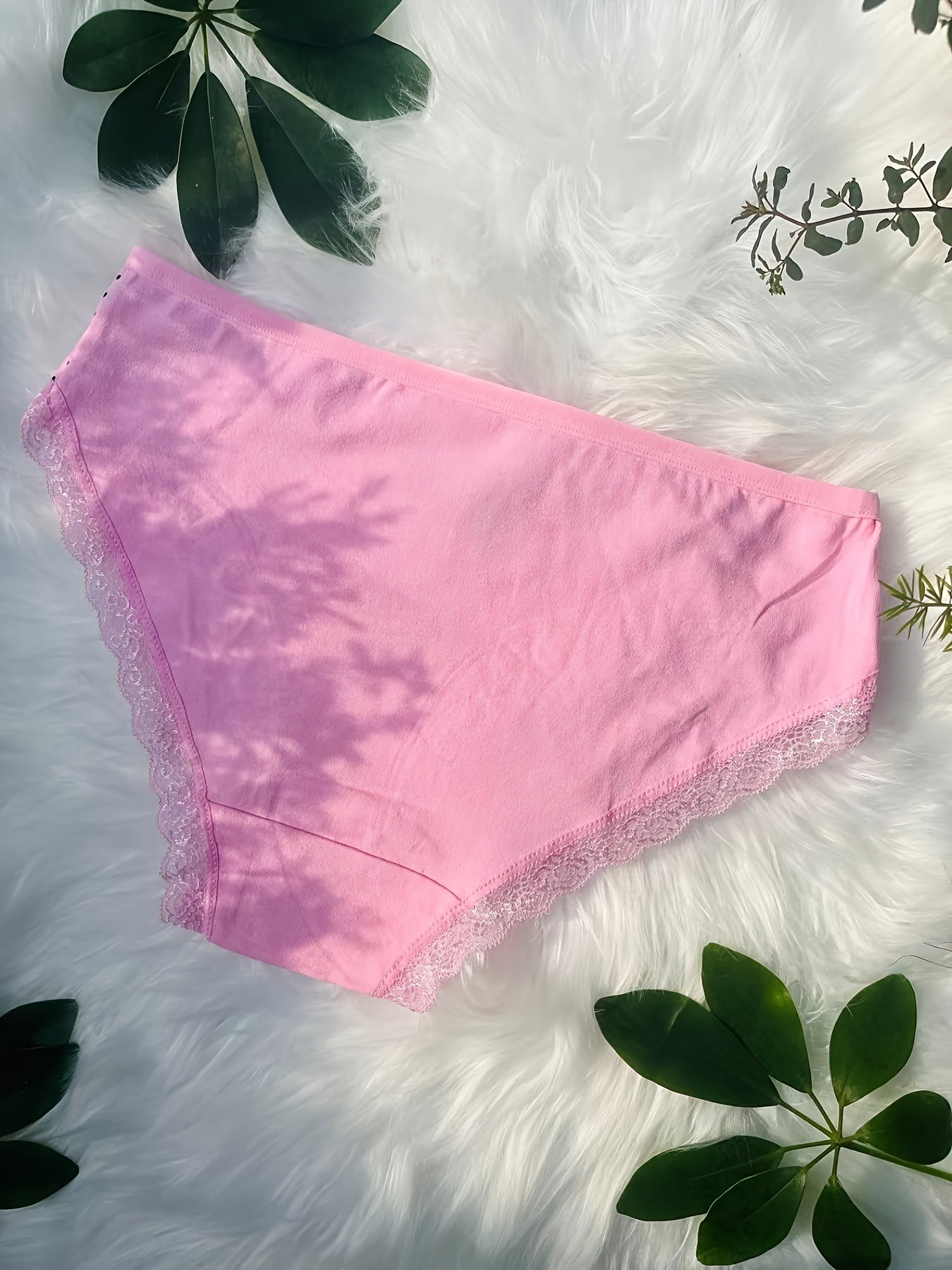 Showlu 12-pack plus size cotton lace briefs with heart print, comfortable underwear for women, featuring soft lace details.