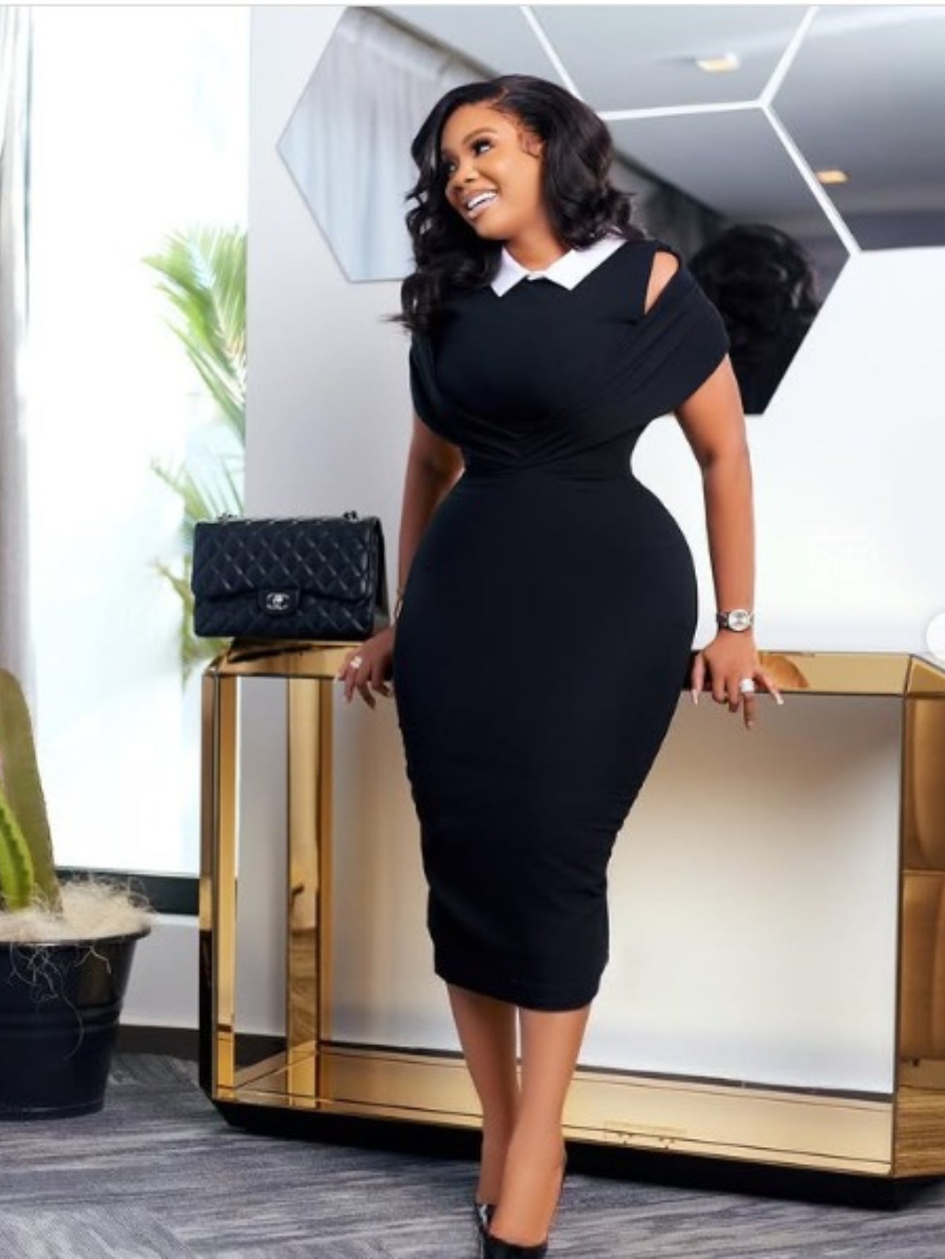 SHOWLU Sleeveless Cross-Strap Bodycon Dress with high gloss skirt, form-fitting design, elegant evening wear for women.