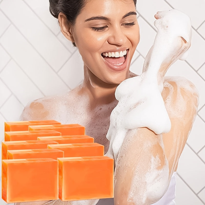 Set of nine ROZINO Turmeric Soap glycerin body bars, moisturizing 100g soap bars with turmeric for skin nourishment.