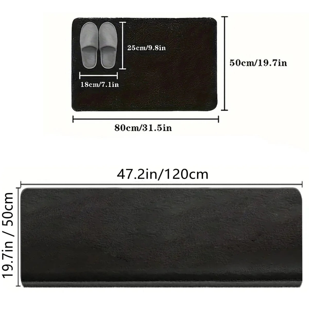 Large Showlu Fashion anti-slip kitchen mat with soft polyester surface, water-absorbent floor rug for kitchen, bathroom, or bedroom.