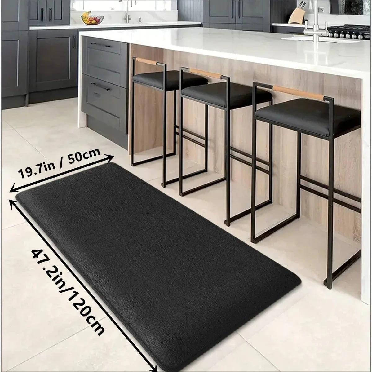 Large Showlu Fashion anti-slip kitchen mat made of soft polyester, water-absorbent floor rug for kitchen, bathroom, or bedroom use.