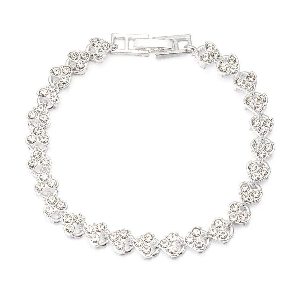 Showlu Austria crystal stretch bracelet for women, shiny cuff bangle with sparkling crystals, elegant jewelry for special occasions