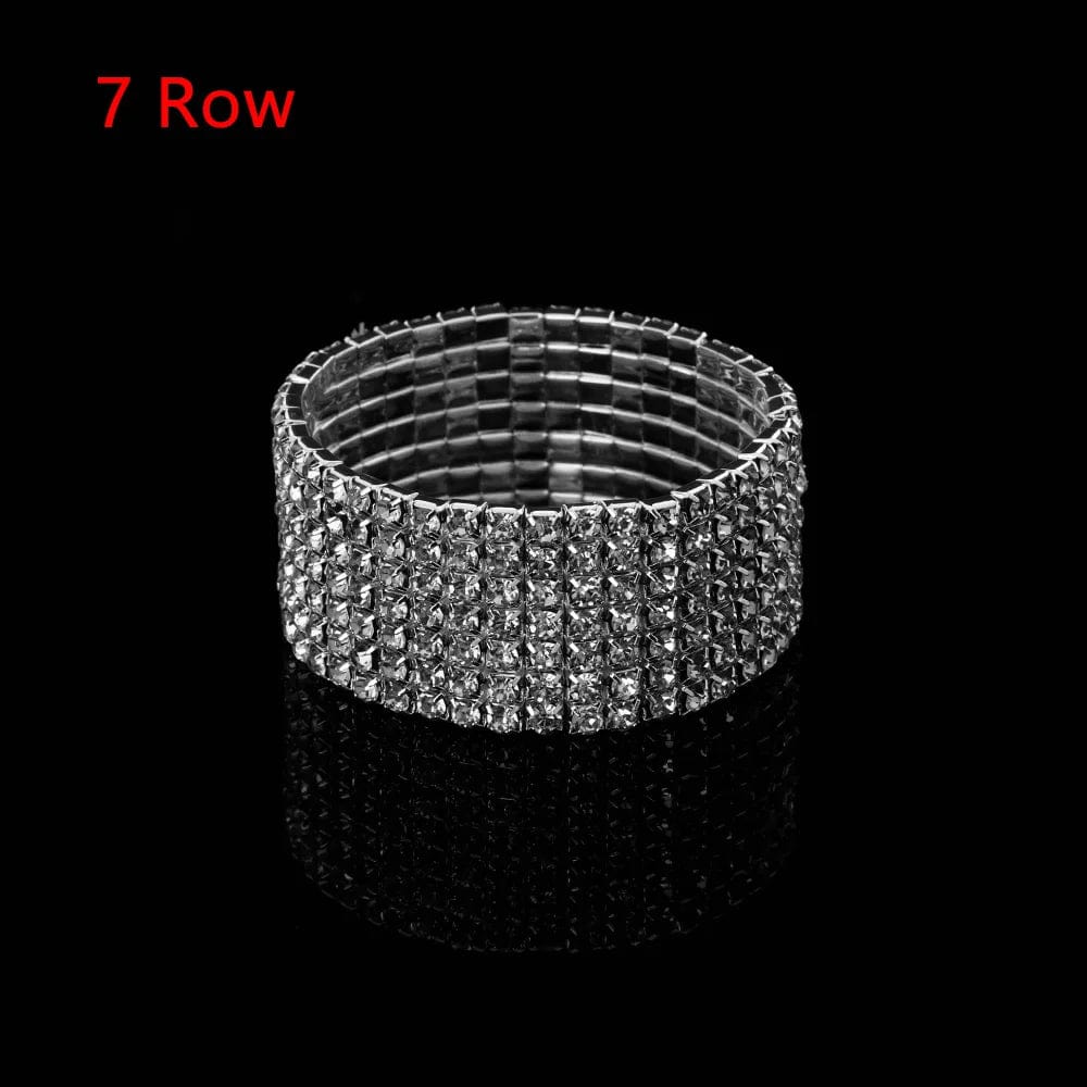 Showlu Austria crystal stretch bracelet for women, shiny cuff bangle with sparkling crystals, stylish jewelry for special occasions