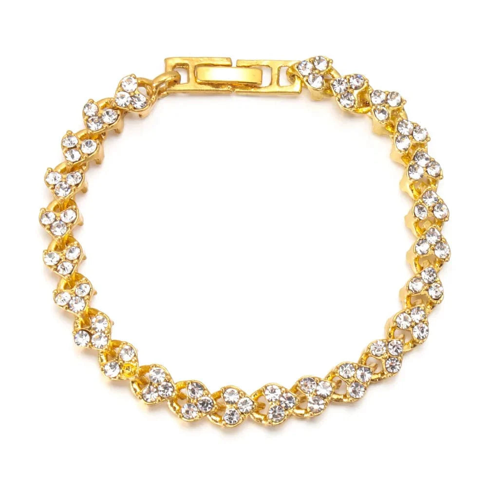 Shiny Austria crystal stretch bracelet for women, elegant cuff bangle with sparkling stones, perfect for wedding or special occasions.