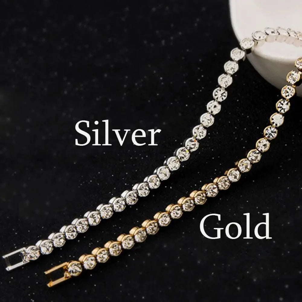 Showlu Austria Crystal Stretch Bracelet for women, shiny cuff bangle with sparkling crystals and elegant charm design.