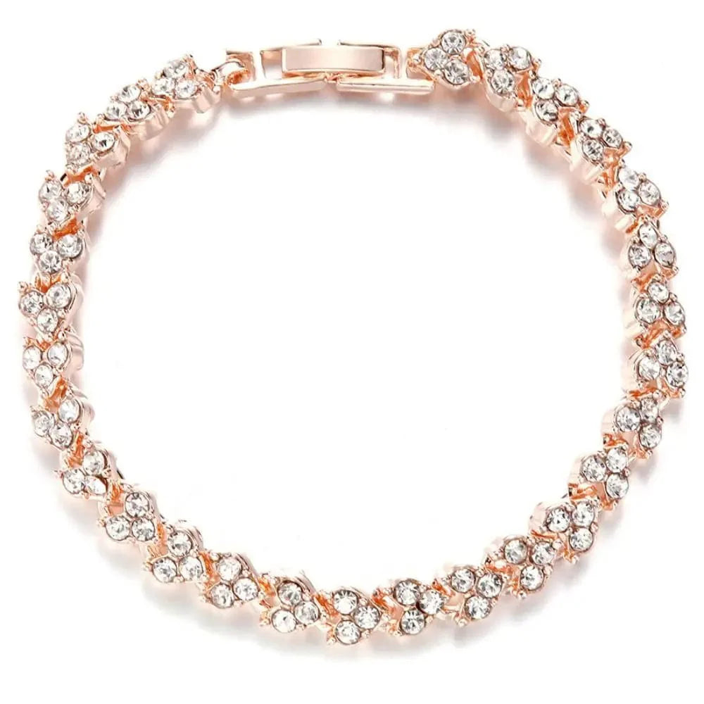 Shiny Austria crystal stretch bracelet for women, featuring a stylish cuff bangle design with sparkling crystals and charm details.