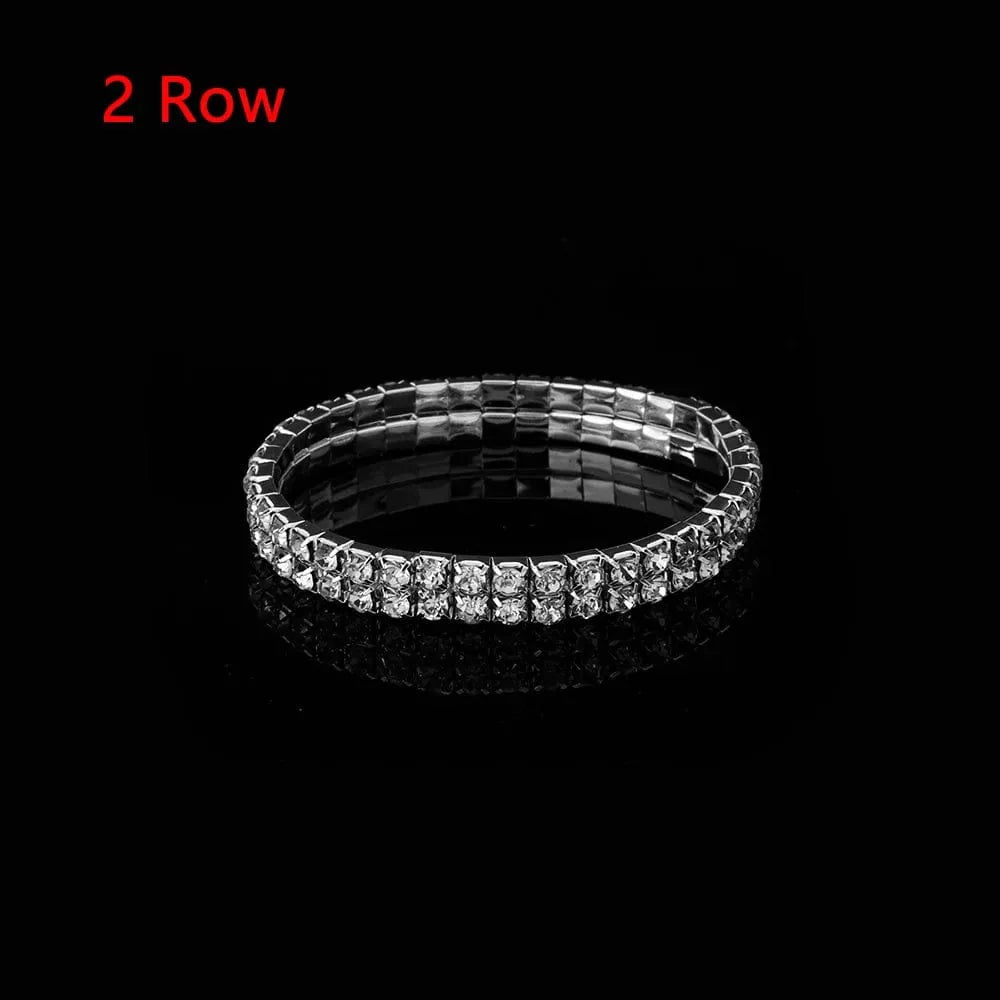 Showlu Austria Crystal stretch bracelet for women, shiny cuff bangle with sparkling crystals, elegant jewelry for special occasions