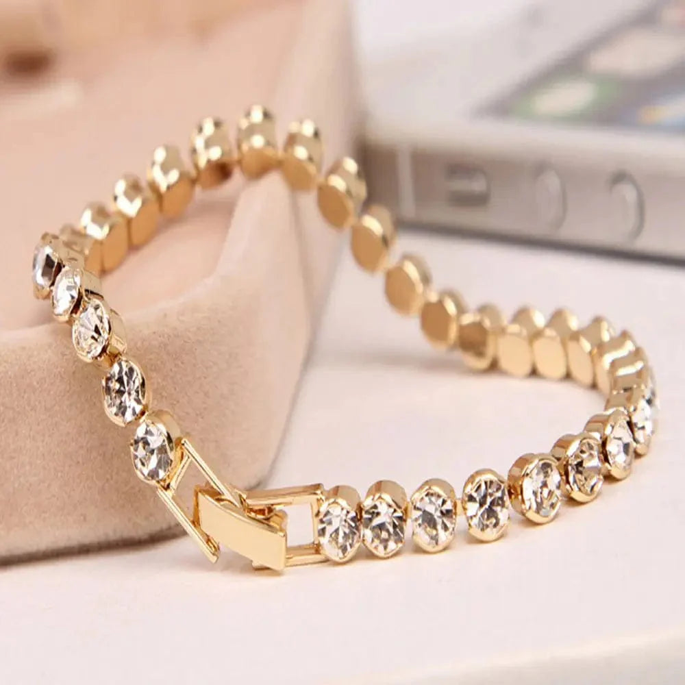 Showlu Austria Crystal Stretch Bracelet for women featuring shiny crystal cuff bangle with a charm, perfect for wedding jewelry and fashion.