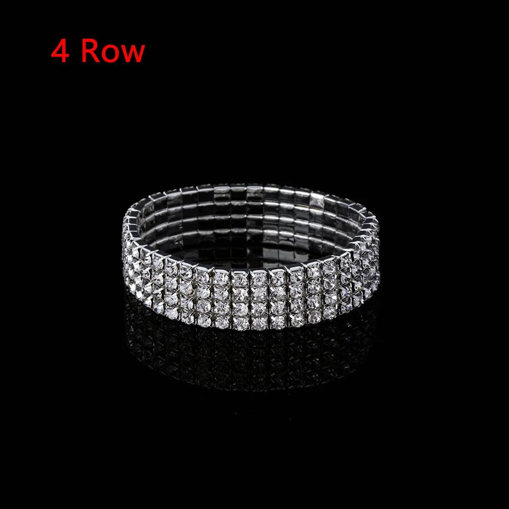 Showlu Austria crystal stretch bracelet with shiny cuff bangle design for women, featuring elegant crystal accents.