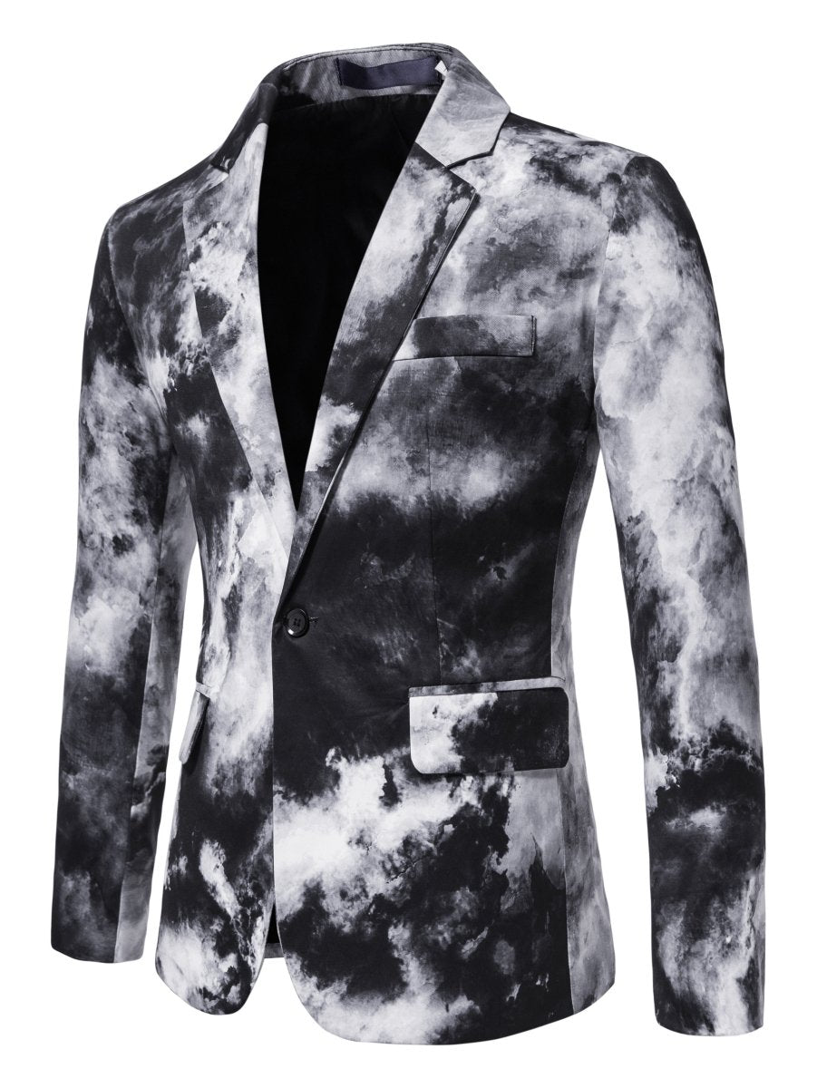 SHOWLU Men's gradient print skinny fit blazer with polyester lapel, button closure, casual style, suitable for night outings