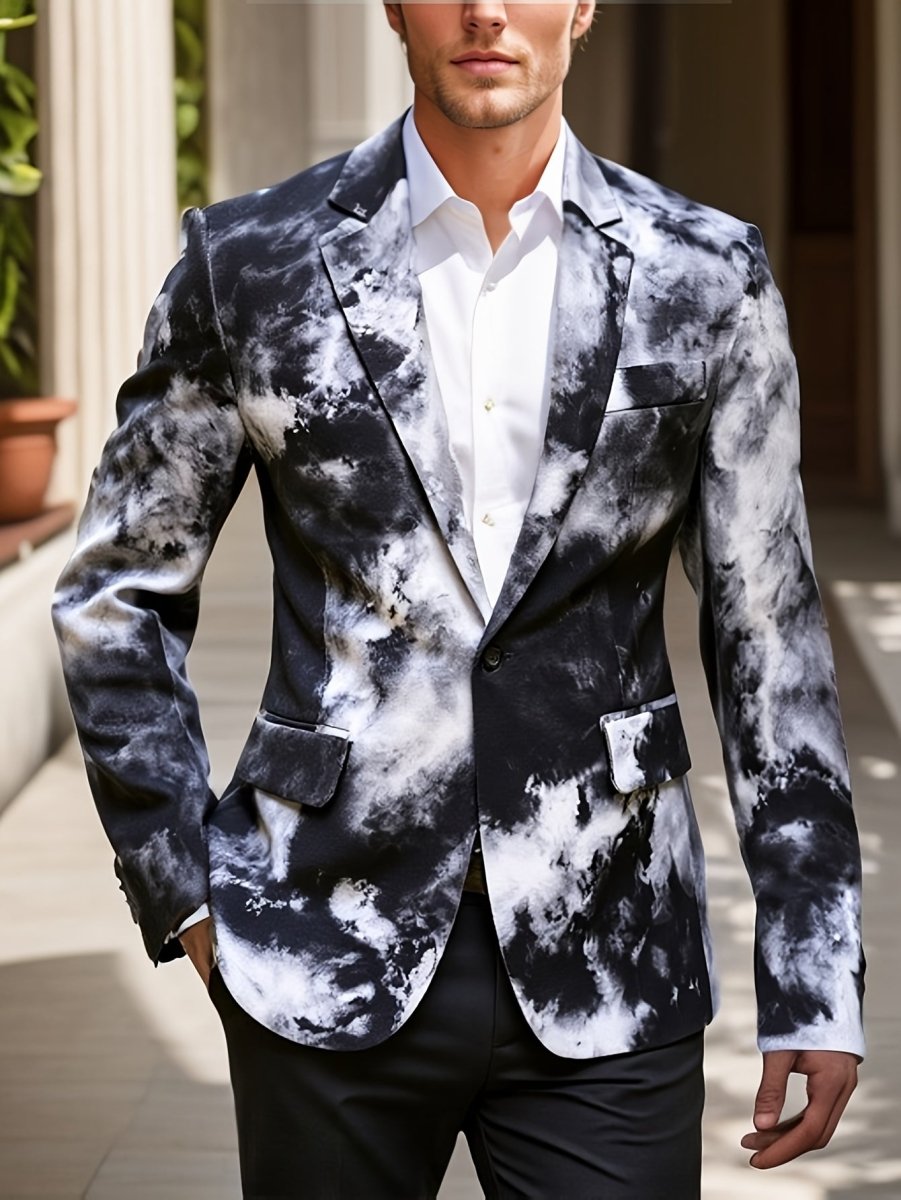 Men's gradient print skinny fit blazer by SHOWLU with polyester fabric, lapel collar, button closure, suitable for casual night outings