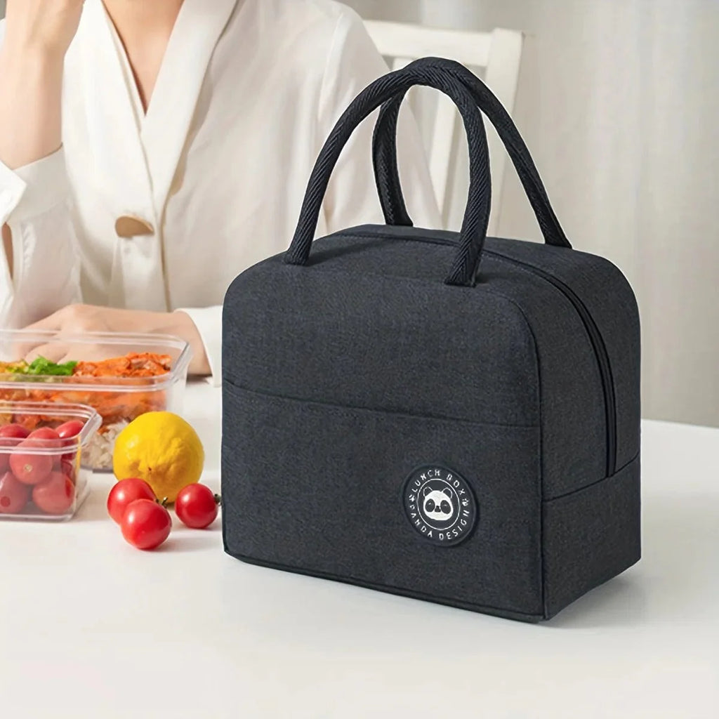 Showlu insulated lunch box bag made of thick polyester, portable bento tote for students, ideal for keeping food fresh.