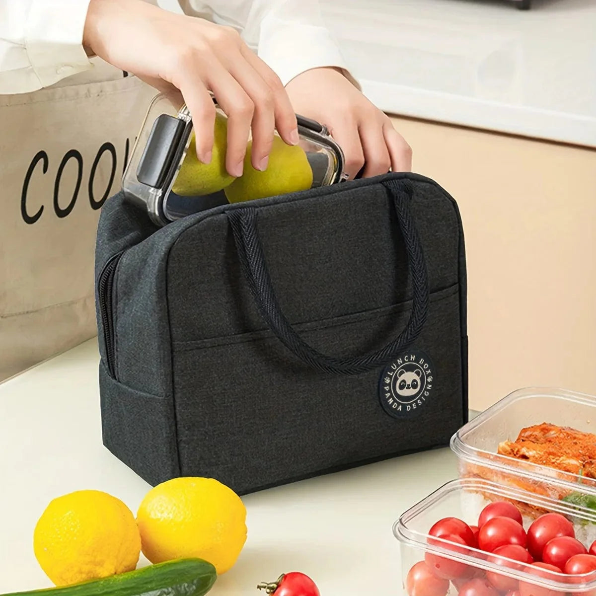 Showlu insulated lunch box bag made of thickened polyester, portable bento tote for students and workplace lunch needs.