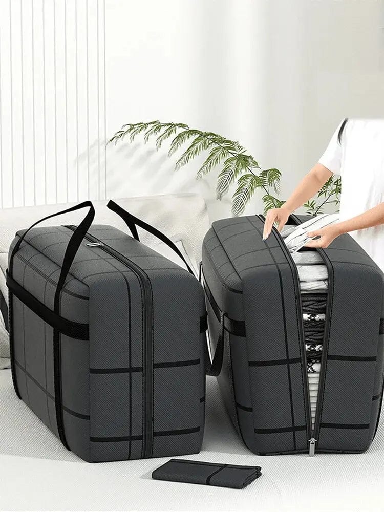 Large black Oxford cloth storage bag with heavy-duty zipper, dustproof and moisture-proof, ideal for organizing and storing items.