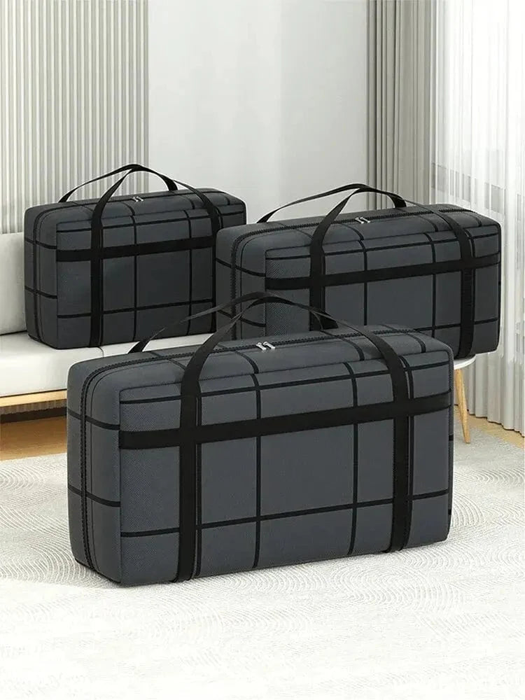 Large black Oxford cloth storage bag with heavy-duty zipper, dustproof and moisture-proof, ideal for organizing and storing items.