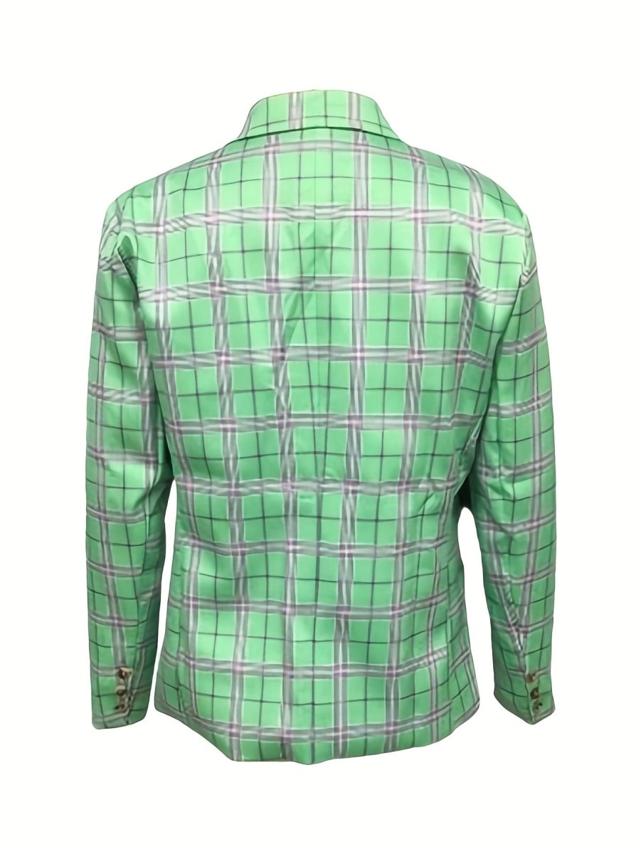 SHOWLU Men's lightweight checkered blazer with lapel collar, regular fit, casual suit jacket in polyester fabric for spring.