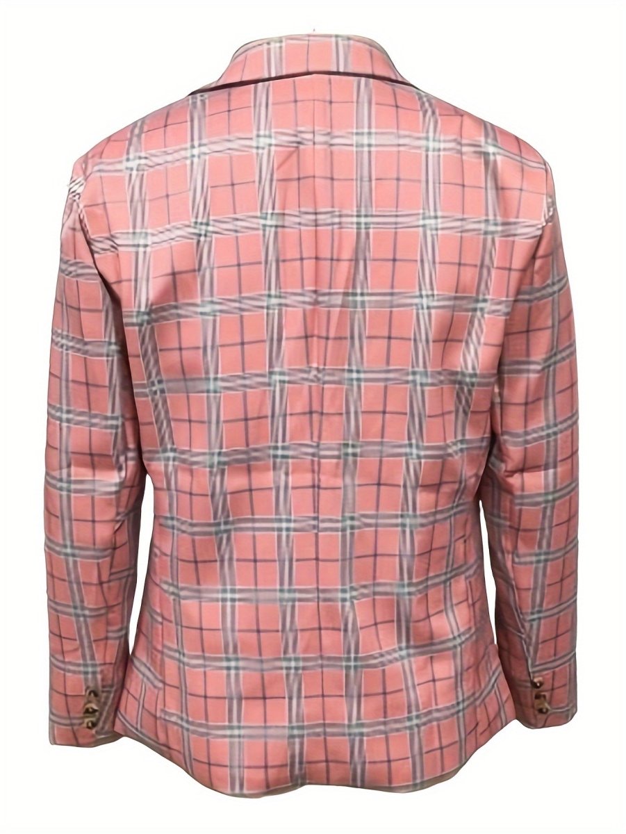 SHOWLU Men's lightweight checkered blazer with lapel collar, regular fit, casual suit jacket in polyester fabric for spring.