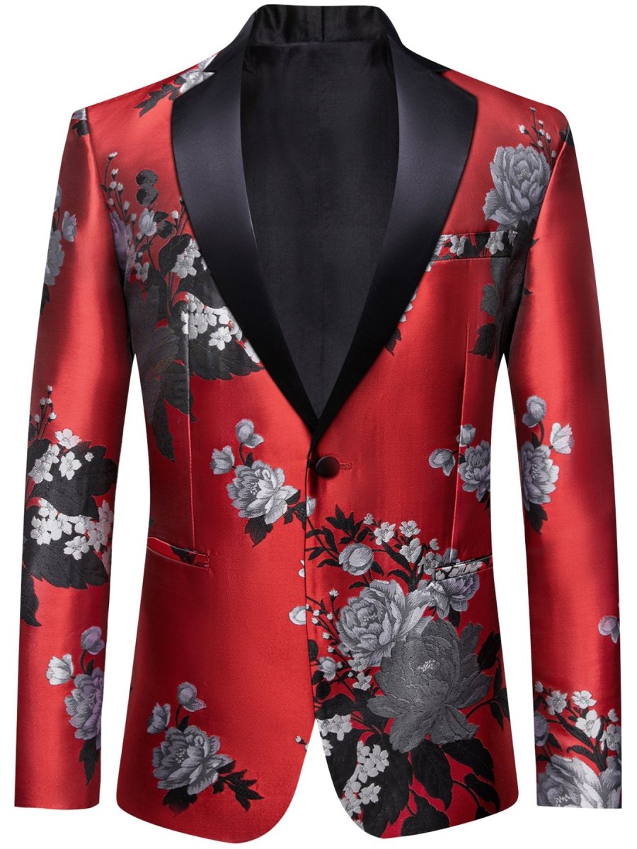 Men's motif cachemire suit jacket by SHOWLU FASHION STORE, regular fit blazer with lapel collar, pocket details, all-season polyester fabric.