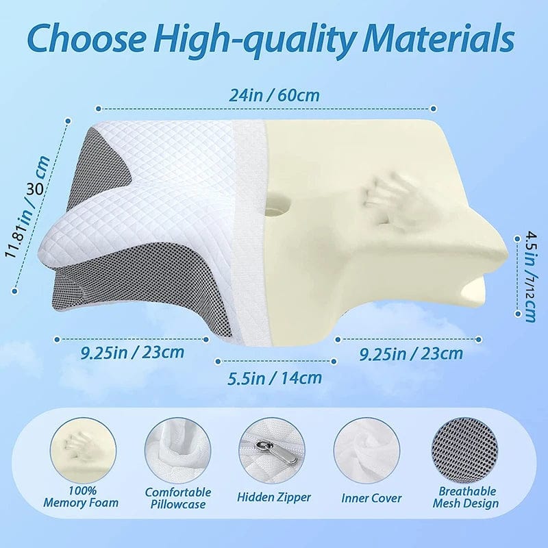 Showlu Memory Foam Cervical Pillow with ergonomic contour for orthopedic neck support and pain relief.