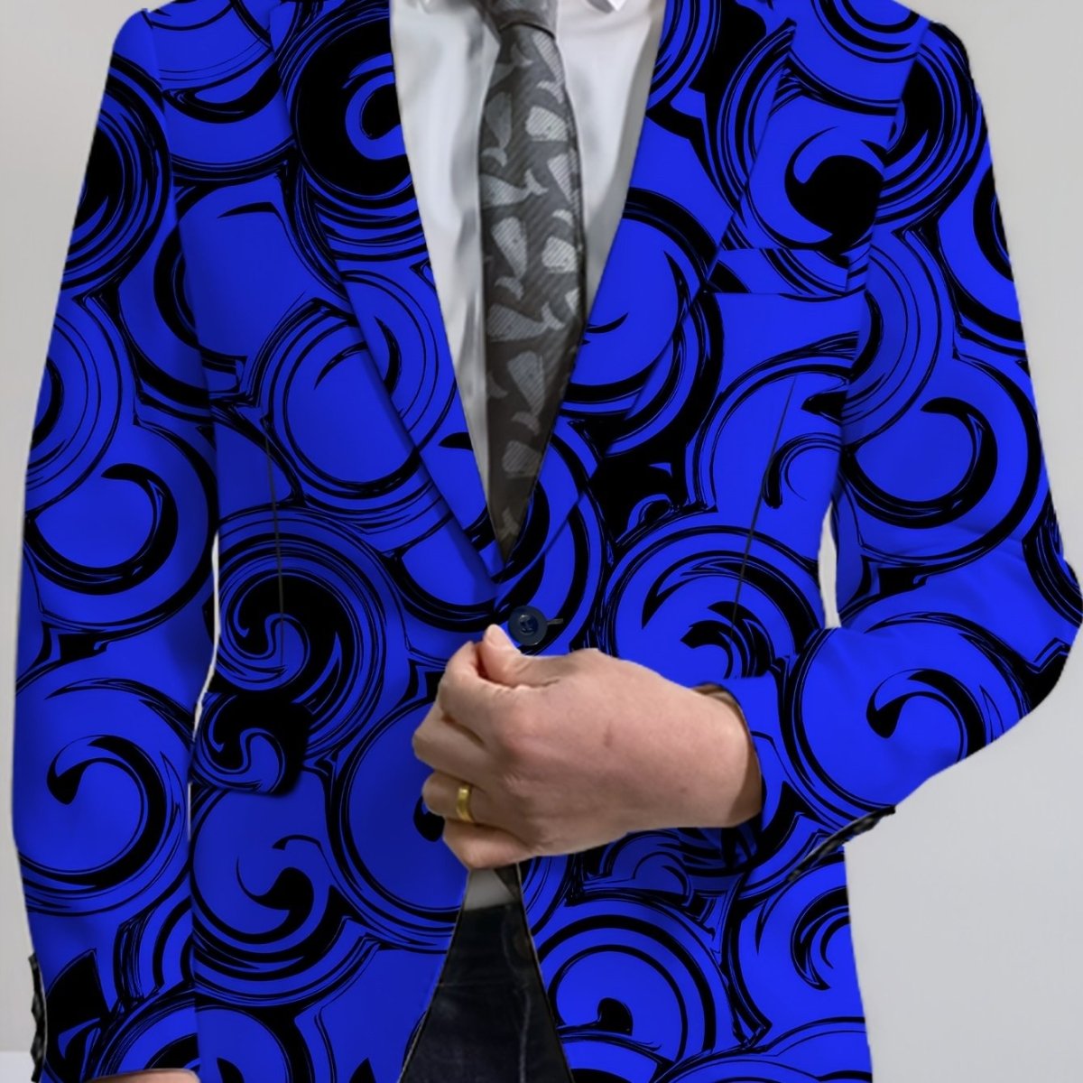 Men's casual blazer by SHOWLU FASHION STORE featuring a regular fit, woven polyester fabric, lapel collar, button details, and versatile style.